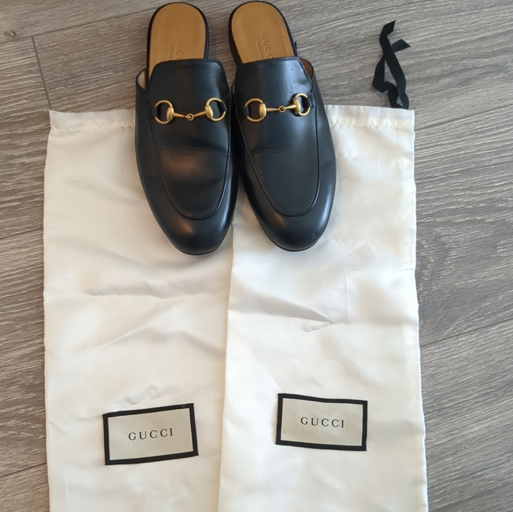 Gucci women's Princetown Horsebit Mule 6 Black Leather 🖤